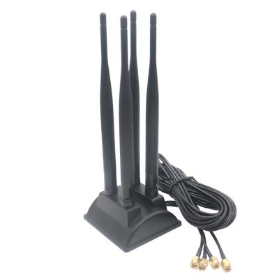 China 2.4G 5.8G WIFI Dualband 2.4g 5.8g with 4pcs cable dual-band antenna 12DBI omnidirectional wireless card WiFi router high-gain extension antenna for sale