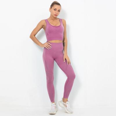 China Breathable Seamless Breathable Yoga Clothing Women Sportswear Women Set Yoga Gym Suits Workout Clothes Sports Bra Running Gaiters for sale