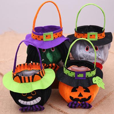 China Wholesale 2021 Art Cardboard Pumpkin Tote Bag Halloween Buckets For Candy Supplies Halloween Decorations Tissue Art Halloween Cloth Bags Gifts for sale