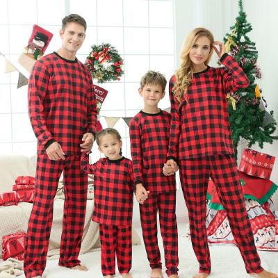 China QUICK DRY QUICK DRY Drop Shipping Red Grid Christmas Matching Pajamas For Family Knit Holiday Pijamas Family Christmas Pajamas for sale