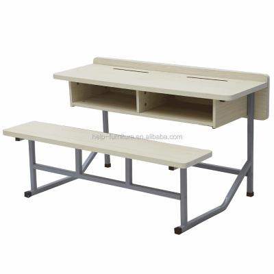 China Contemporary Modern Attached Two Student School Desk And Bench Chair for sale