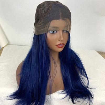 China Modern Perfect Modern Silky Straight Full HD Human Hair Blue Style Wave Lace Front Wig for sale