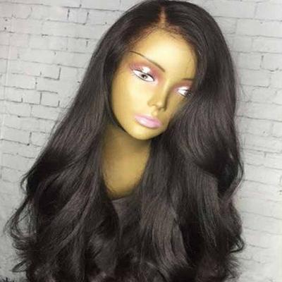 China Natural Fit Fashionable Glue Less Synthetic Hair Brazilian Swiss Good Side Part Lace Frontal Wigs for sale