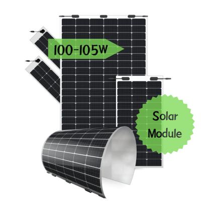 China High efficiency flexible solar panels 100W-105W Monocrystalline Solar Power roofing For Caravan Yachts PV Panels Mono Solar Module plane for sale