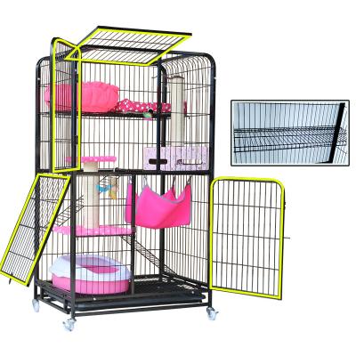 China Breathable Large Space Cat House Household Cat Climbing Double-Layer Iron Wire Villa Cat Cage Three-story Pet Cage for sale