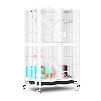 China Chinchilla Three Tier Encrypted Breathable Large Mink Iron Wire Pet Hamster Gold Cage Squirrel Flower Villa Cage for sale