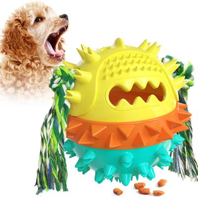 China New Sustainable Pet Products Amazon Popular Dog's Molars Stick Squeaky Food Leaky Ball Dog Voice Toys for sale