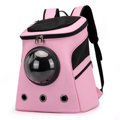 China New Cat Bag Large Pet Backpack Pet Backpack Portable Dog Bag Breathable Stored Pu Space Bag for sale