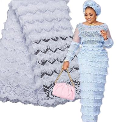 China African Net Lace Mesh French Sequins Lace Fabric New Style 2798 Nigerian Viable With 3D FlowersTulle Lace Fabric For Women Dress for sale