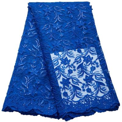 China New Design 2783 Sustainable Nigerian Net Lace African Mesh French Sequins Lace Fabric With 3D Flowers Tulle Lace Fabric For Women Dress Sew for sale