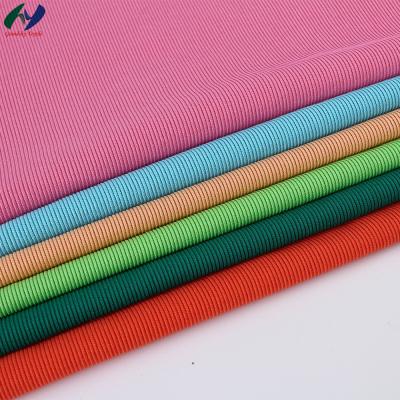 China Wrinkle Resistant Best Quality Touch Plain Soft Dyed 66/34 Cotton/Polyester Stocking Stretch 1*1 Rib Knitted Fabric For Garment for sale