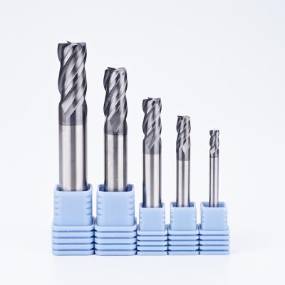 China Processing of HRC55 Endmills HRC55 Solid Carbide 4 Flute Corner Radius End Mills CNC Milling Cutter for sale