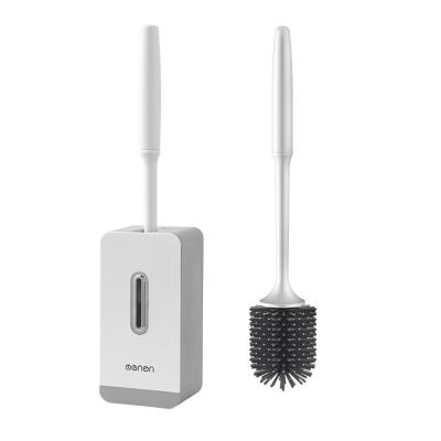 China Sustainable High Quality Wall Mount Silicone Bristle Toilet Cleaning Brush For Bathroom for sale