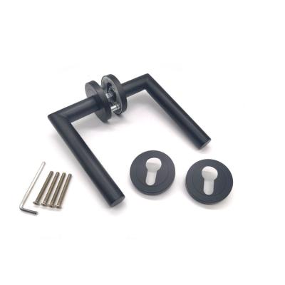 China Modern Competitive Price Popular Luxurious Professional Made Black L Shape Door Handle With Lever Lock For Bedroom And Bathroom for sale