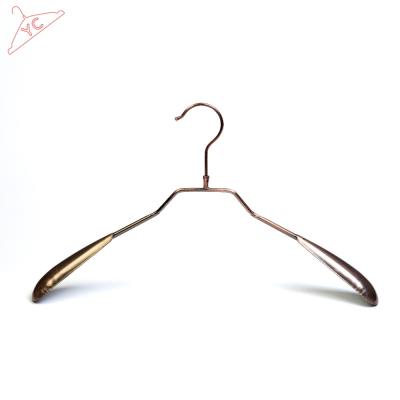 China YC Multifunctional Antique Copper Metal Clothes Wide Shoulder Coat Hanger PVC Coated Hanger for sale