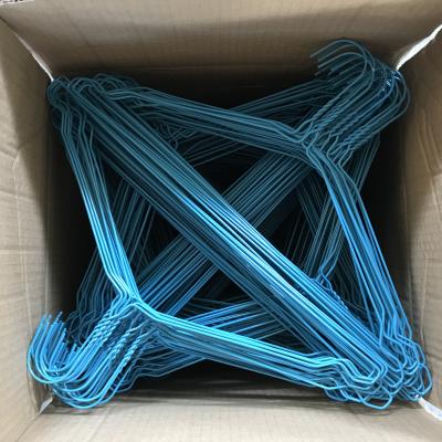 China Durable Wholesale Cheap Blue YC Wire Powder Coated Laundry Dry Clean Hanger 16