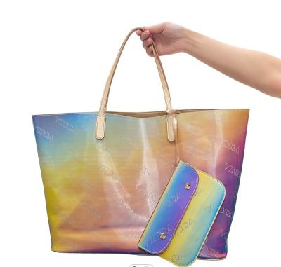 China Waterproof Yzora 2021 Newest Factory Luxury Custom Emboss Packaging Handbag Sets OEM Holographic Purses and Luxury Handbags Women for sale