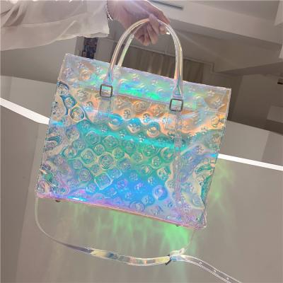 China New Yzora Waterproof Clear Transparent Holographic Laser Shoulder Cross - Body Bags Women Handbags With Acrylic Chain for sale