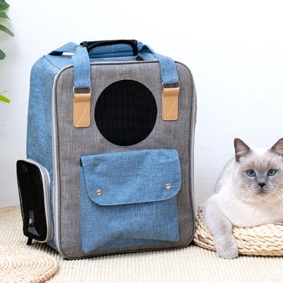 China Yzora 2021 New Design Breathable Canvas Pet Carrier Travel Bag Foldable Backpack For Travel Hiking Camping for sale