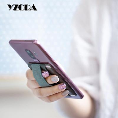 China Yzora Custom Credit Card Security Grip Adhesive Card Holder with Back Phone Holder with Elastic Fin Mark for sale