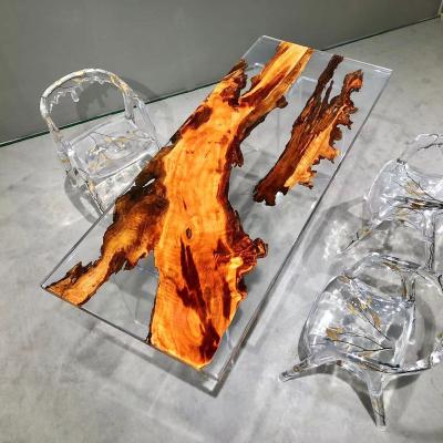 China (Size)River Table Top Desk Epoxy Resin Luxury Clear Solid Wood Dining Table (Size)Adjustable for sale