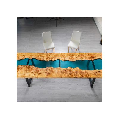 China Dining Table Epoxy Resin Table Modern Design Solid Wood Poplar Wood Epoxy Dining Table Custom Made (Size) (Size) for sale