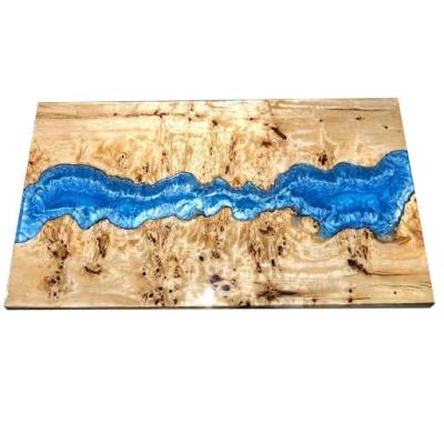 China River Epoxy (Height) Resin (Height) End Art Table Live Edge Poplar Adjustable Blur Blue Wood Waterfall Adjustable Table With Industrial Steel Legs for sale