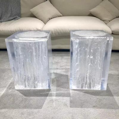 China (Size) Large Design Adjustable Epoxy Resin Art Stool Handmade Transparent Adjustable Stool (Size) For Home Decoration for sale