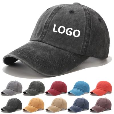 China JOINT Wholesale Custom Hats Caps Distressed Adjustable Baseball Cap 6 Panel Unstructured Unisex Plain Sports Custom Accepted Fashion for sale