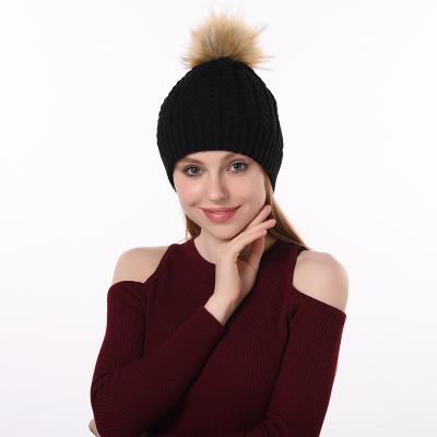 China COMMON Hats Wholesale Custom Women's Beanie Hat Winter Pom Pom Knitted Hat for sale