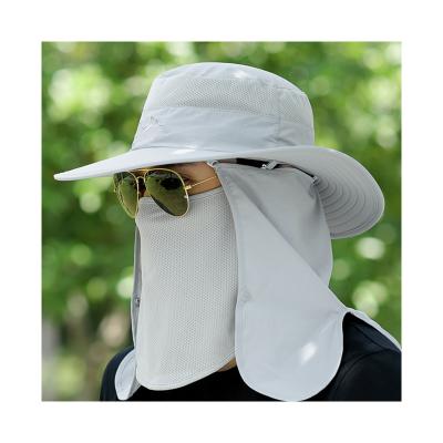 China Wholesale Breathable Comfort Sun Protection Hat Face Neck Cover Fishing Hat Sunscreen Foldable Outdoor Bucket Hat With Fins for sale