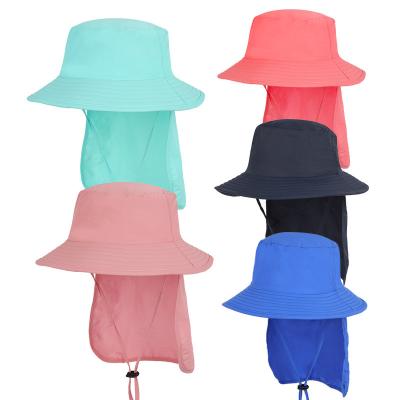 China Custom Baby Logo Fishing Cord Blank School Cotton Girl Summer Printed Plain Wholesale Anti-UV With Strap Child Bucket Hat for sale