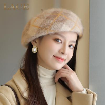 China Fashion\Elegant Female Rabbit Fur Wool Beret Hats Lady Winter Caps Warm Vintage Hats Women Beret Artist Comfortable\Durable Hat for sale