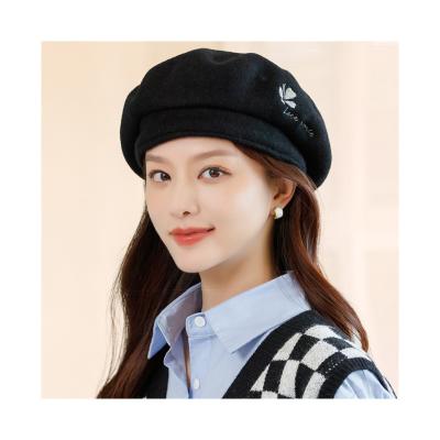 China High Quality Custom Hat Logo Embroidery Pattern Women Warm Fashion\Hot Selling Comfortable\Durable Hat Fashionable French Wool Beret for sale