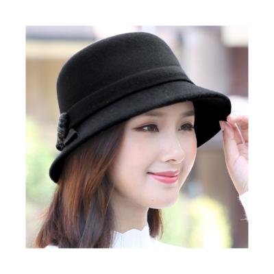 China Wholesale Wild Retro Wool Fisherman Hat Fashion Plush Autumn British Bowknot Winter Bucket Hats For Women for sale