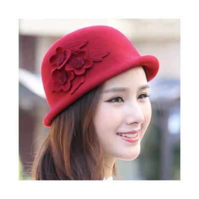 China Outdoor Basin Wool Warm Felt Hat Wool Hats Winter Image Autumn Flowers Ladies Wild Warm Fisherman Hat for sale