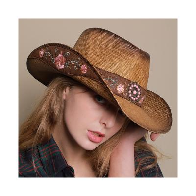 China High Quality Jazz Cowboy Cowgirl Straw Hat Bulk Straw Western Style High Quality for sale