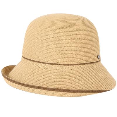 China Image Summer Straw Hat Female Small Brim Rolled Foldable Soft Paper Japan Beach Vacation Brim Papyrus Hat Sun Basin Proof for sale