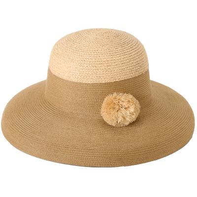 China Beach Hepburn Style Holiday Fold Fisherman Japanese Panama Straw Hats Temperament Flat Large Image Women's Eaves Summer Handmade Sun Hat for sale