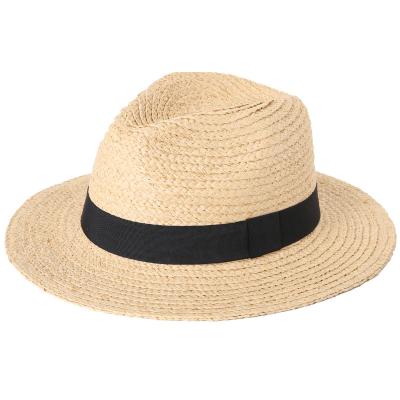 China Image Raffia Straw Summer Sunscreen Sunscreen Panama Hat Beach Flat Top Sunshade Japanese Simple Japanese Straw Hat for sale