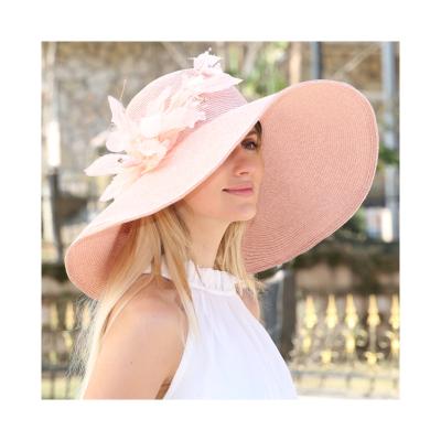 China Wholesale Women's British Straw Hat Summer Big Brim Beach Sunshade Sunscreen Hat Breathable Foldable Seaside Outing for sale