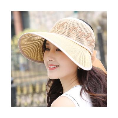 China Wholesale Straw Hats Breathable Sun Visor Beach Sunscreen Bare Chest Sun Visor Hot Brim Big Hat Wholesale For Women Breathable UV Protection for sale