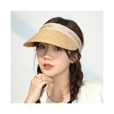 China Sun Visor Straw Hats 2022 Summer Travel Beach Sun Visor Hats Cover Up Women Empty Straw Hat For Ladies And UV Protection Wide Brim Tops for sale