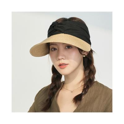 China Elastic Hollow Casual Hats Anti-ultraviolet Straw Beach Visors Sun Visor Summer Women's Sun Visor Hat Top Hat New For Women for sale