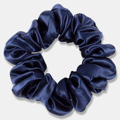 China Custom Designer Fashion Blue Color Oversized Extra Large Hair Band 100 Silk Fabric Silk Big Hair Scrunchies Ties S-01 for sale