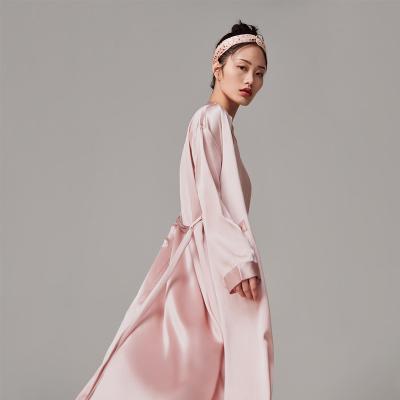 China New QUICK DRY Sling Sleepwear Long Sheath Nightgown Ice Silk Satin Women's Pajamas Set Two Piece Long Robe for sale