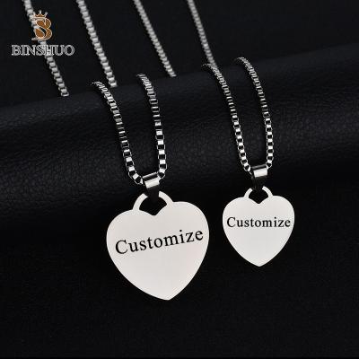 China Customized Romantic Personalized Women Jewelry Pendant Letters Stainless Steel Nameplate Name Love Heart Pendant Necklace for sale