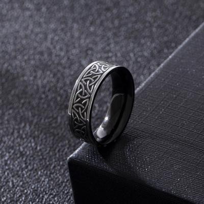 China CHENGYI FASHIONABLE Anillo The New Design Of The Wind Nordic Titanium Viking Character Steel Ring For Men's Black Stainless Steel Rings for sale