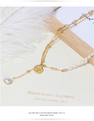 China Trendy Fashion Gold Bead With Clavicle Chain Bee Coin Bead Pendant for sale