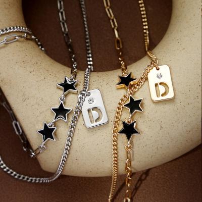 China FASHIONABLE pleat star geometry letter wind punk ornaments female cavity out of the temperament sweater chain trombone chain necklace for sale